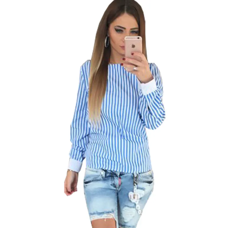 Женская блуза с бантом на спине и длинным рукавом в полоску|shirt|shirt companiesshirt mickey |