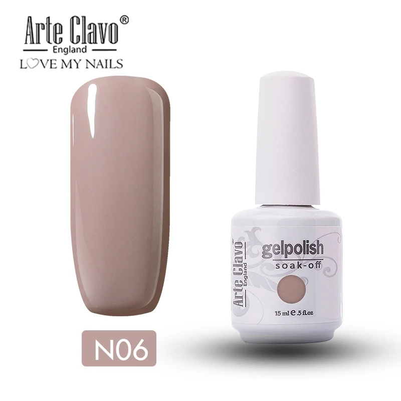 N06 Arte Clavo, 15 мл, Гель-лак для ногтей, телесного цвета, замачивается, УФ светодиодный, блеск для ногтей, Полупостоянный Гель-лак, гель для ногтей, грунтовка, топы - Цвет: N06
