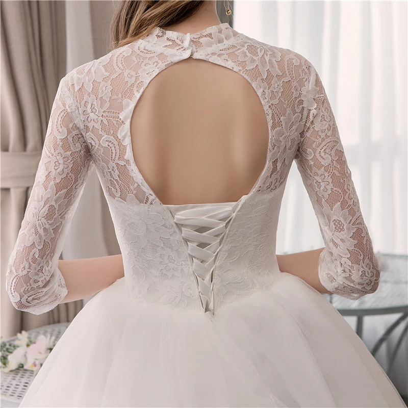 Элегантное белое кружевное свадебное платье с нашивки Vestido De Noiva Плюс Размер