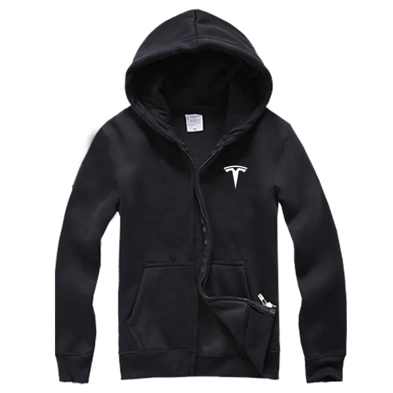 Новые брендовые толстовки на молнии с логотипом Tesla унисекс повседневные