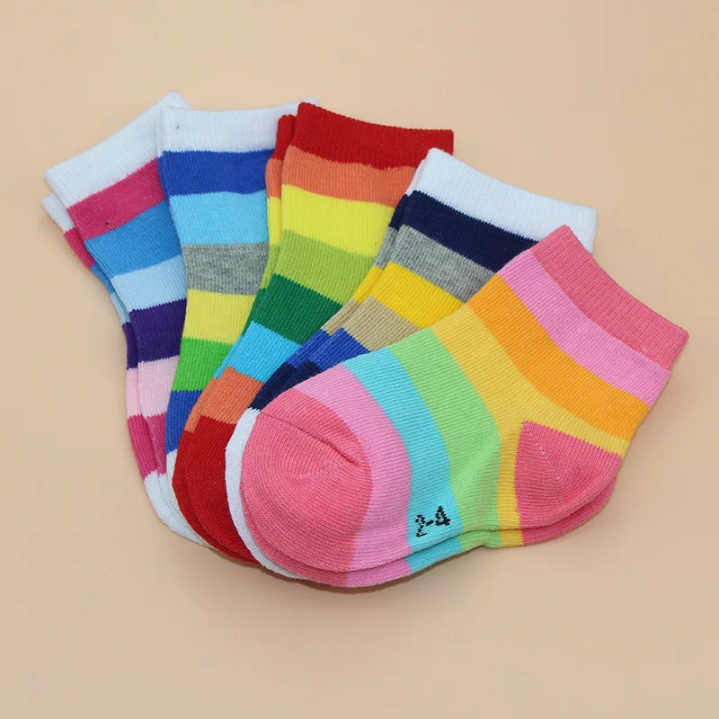 3 пары/Лот модные детские носки для малышей хлопковые в радужную полоску