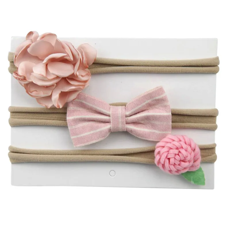 TELOTUNY baby girl headbands 3Pcs Kids Elastic Floral Headband Hair Girls Bowknot Hairband Set for girls 1019 | Детская одежда и