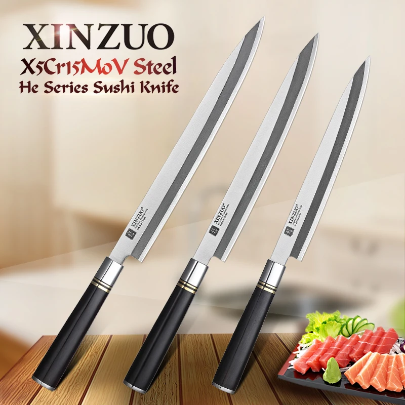 XINZUO 12 ''сашими суши нож с ножнами X5Cr15MoV стальной нож для филе рыбы Кливер кухонные ножи односторонние поварские ножи