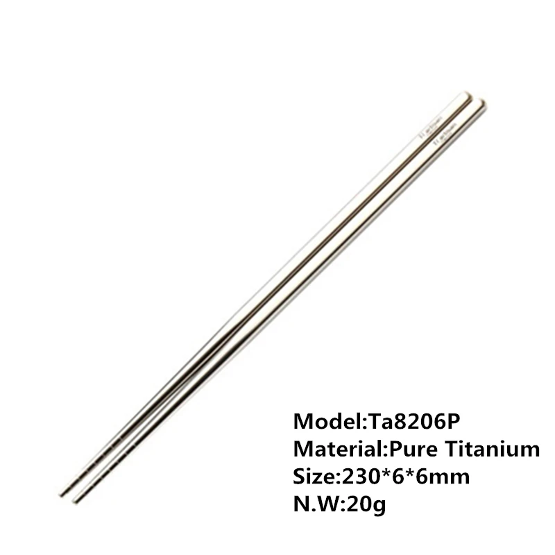 Ta8206P Tiartisan еда класса топ чистый титан китайские палочки для еды для суши бытовой квадратный палочки держатель 1 пара для пикника на открытом воздухе - Цвет: Ta8206P