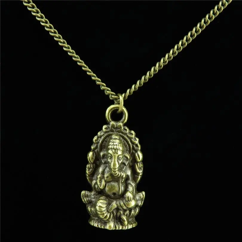 R1235 12 1 бронзовый сплав Faith Ganesha Ganesh кулон короткая цепь крупное ожерелье 18