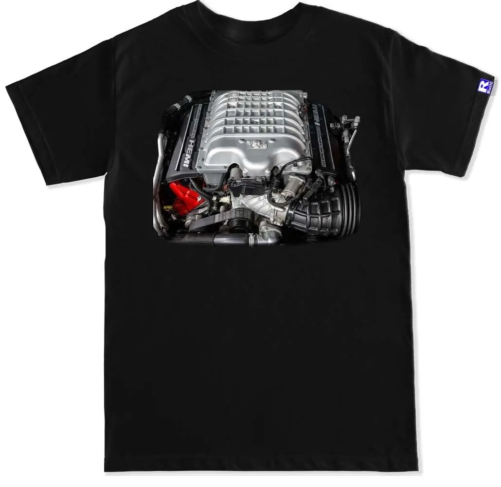 Dodge Challenger SRT демон наддувом 6.2L V8 392 HEMI двигатель футболка Повседневная
