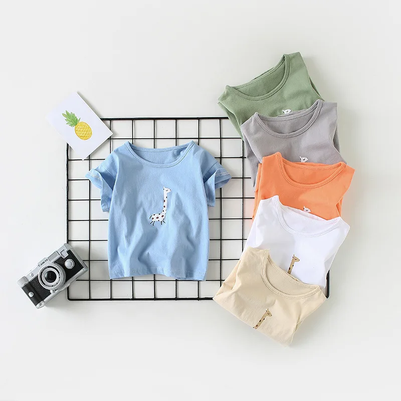 2019 Летняя Повседневная модная футболка в Корейском стиле для мальчиков и девочек