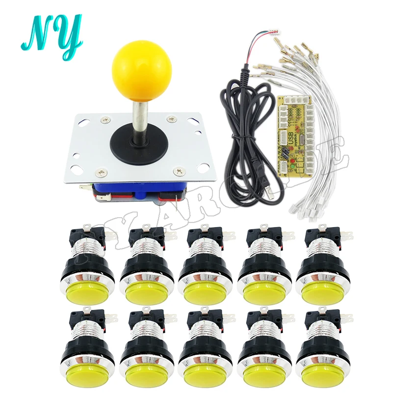 DIY аркада джойстик комплекты кистей 5 pin 33 мм Хромированный Светодиодный Свет