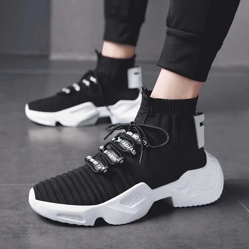 Черный Hemmyi/мужские кроссовки; chaussure homme; Весенняя дизайнерская обувь на толстой подошве для бега, фитнеса; дышащая уличная спортивная обувь; мужские кроссовки - Цвет: Черный