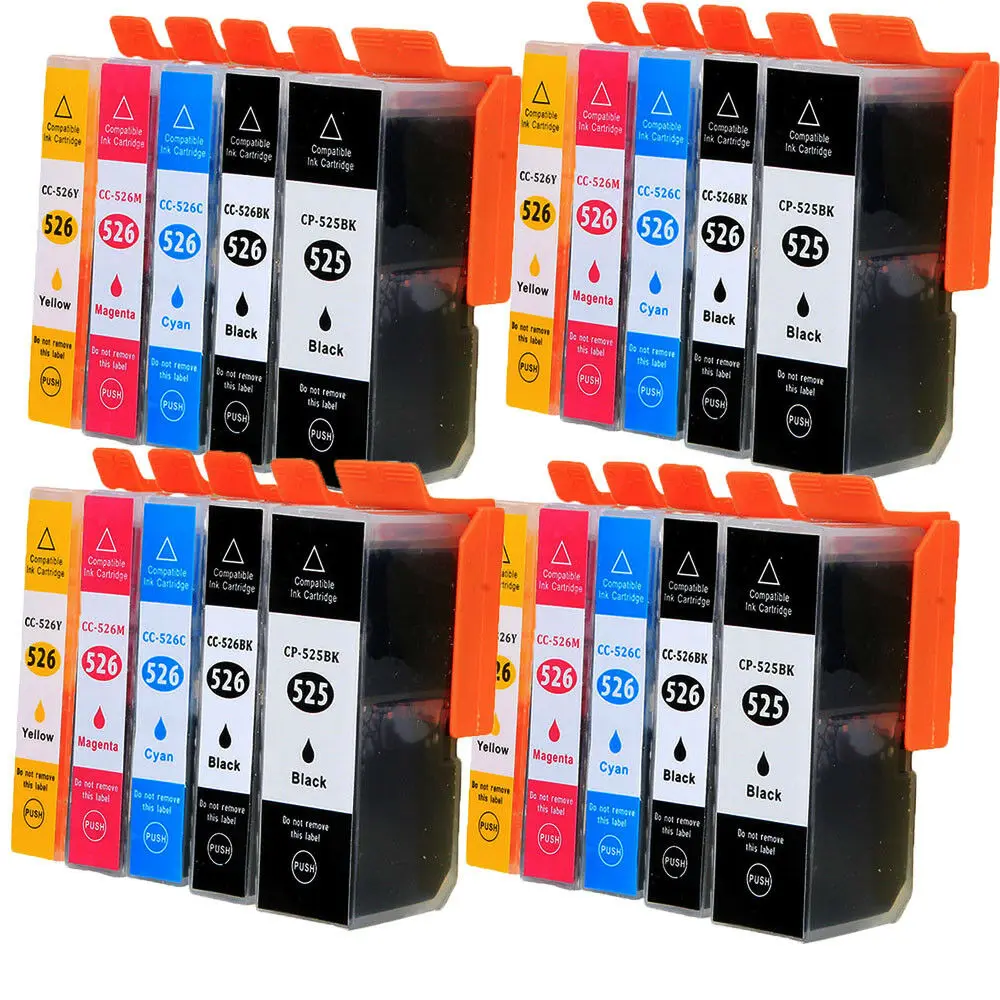 20PCS Compatible For Canon MG5150 MG5250 MG5350 MG 5150 5250 5350 Printer Ink Cartridges PGI-525 PGI525 |