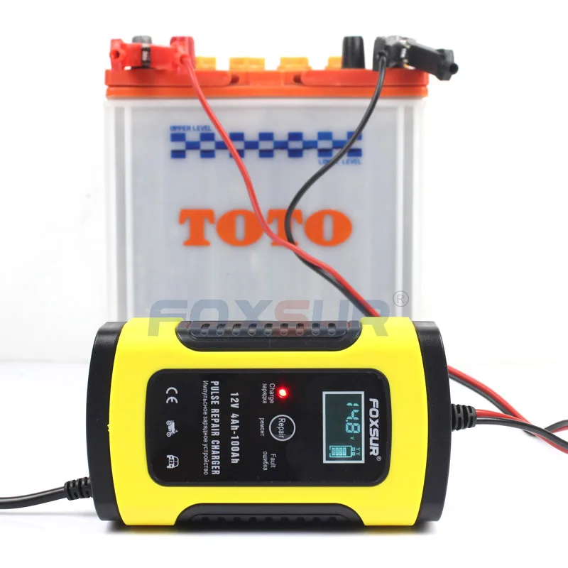 12V automatic smart battery charger car and motorcycle 12AH 36Ah 45AH 60AH 100AH pulse repair LCD | Инструменты
