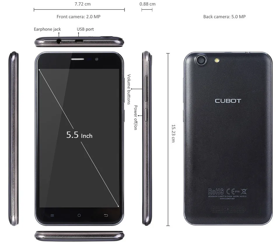 Оригинальный чехол Cubot NOTE S для телефона четырехъядерный процессор MT6580 экран 5