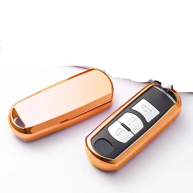 Мягкий TPU чехол для автомобиля чехол для брелка с ключом для защиты для Mazda 2 mazda 3 mazda 5 mazda 6 CX-3 CX-4 CX-5 CX-7 CX-9 Atenza Axela MX5 автомобиль stylin - Название цвета: A-gold