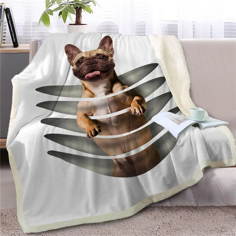 Dog 3 Blesslive стоящая собака плед на кровать 3D животное плюшевое шерпа одеяло Pet бульдог покрывала белое тонкое одеяло 150 см x 200 см - Цвет: Dog 3