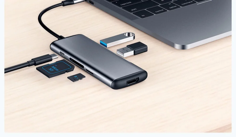 Xiaomi HAGIBIS USB Type-C Charging Adapter 6 in 1 Type C TF /SD /PD /2 USD 3.0 /HDMI Male to Female Charge Converter Charger H20
