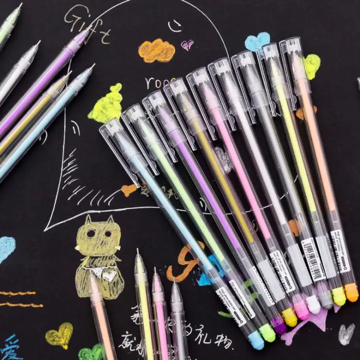 

9pcs/Pack Kawaii Candy Color Multicolor Oil Graffiti Painting Pen Drawing Gel Pens Escolar School Stationery Papelaria