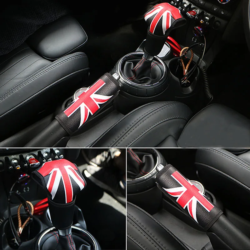 Кожа переключения передач Ошейники для Mini Cooper JCW Countryman honda civic Ford focus3 автомобиль универсальный автомобильный стояночный тормоз ручной тормоз