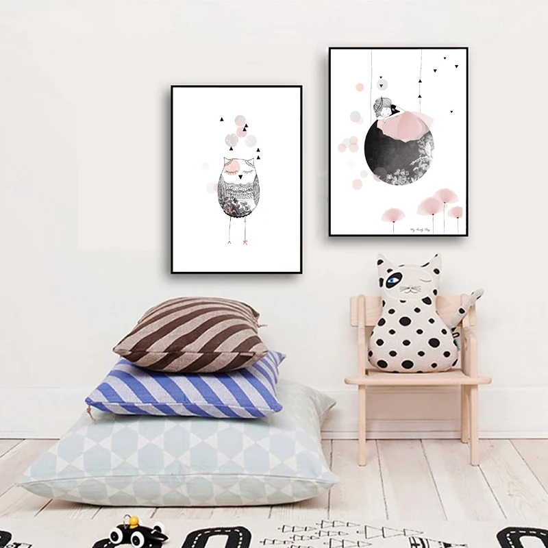 CLSTROSE Дети плакат Симпатичные Wall Art принтом девочка с живопись на холсте
