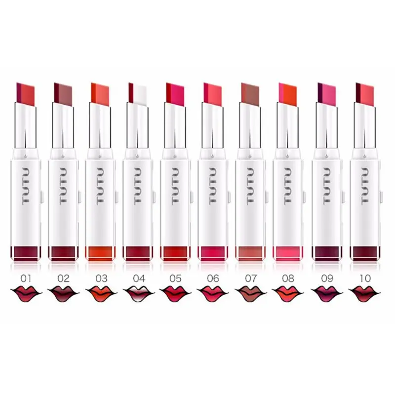 2018 10 Color Gloss Korea Makeup Lips Cosmetic Face Make Up Waterproof Double Gradient Lipstick |