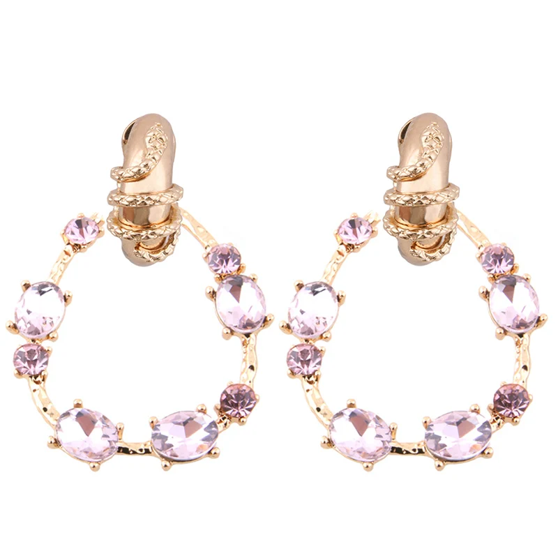 Glass pink NeeFu WoFu камень серьги-капли серьги цинковый сплав бренд горный хрусталь большая серьга большой Brinco ухо рождественские аксессуары Oorbellen - Окраска металла: Glass pink