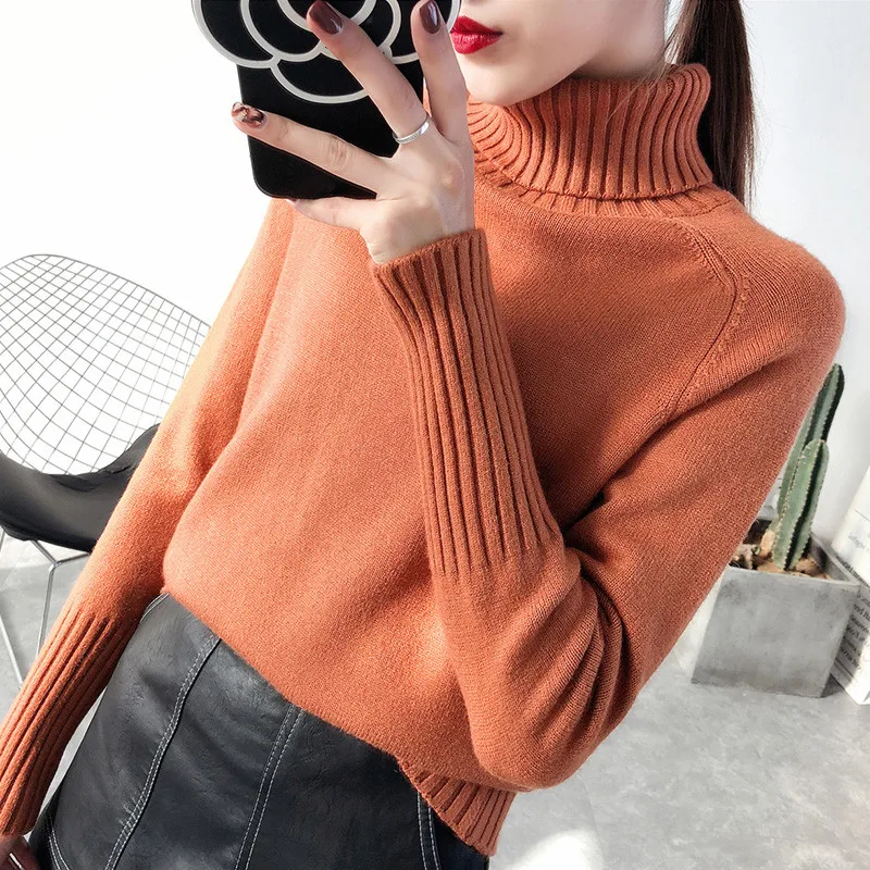 Autumn Women Sweater Winter New High Collar Pullover Knitted 2018 Female Long Sleeve Loose Ladies LDT667 | Женская одежда