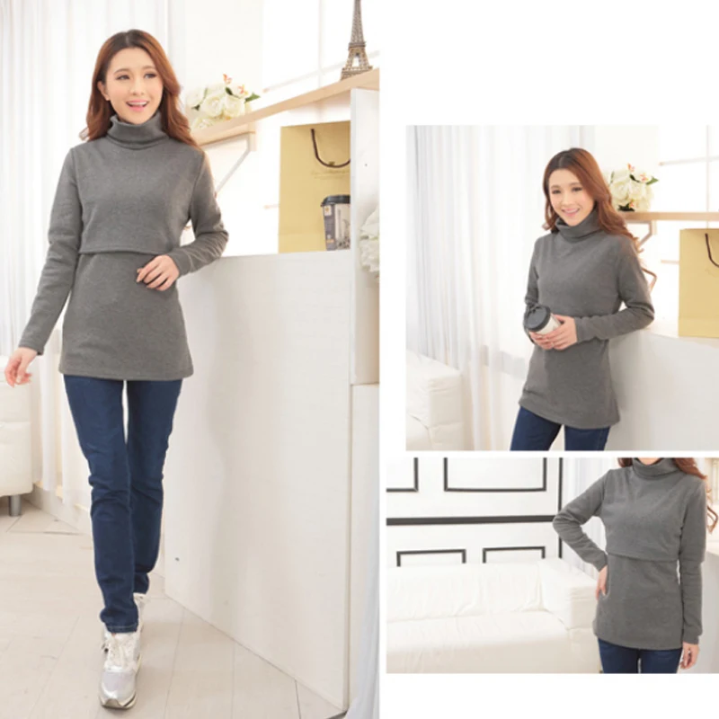 OkayMom/зимние футболки для кормящих мам, одежда для кормления беременных женщин, бархатная теплая одежда для грудного вскармливания, футболки с длинными рукавами для беременных
