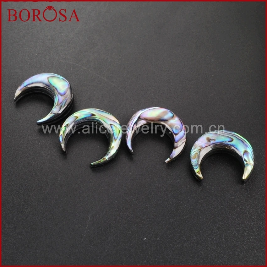 BOROSA 5 шт. Druzy ювелирные изделия оптовая продажа ракушка Abalone полумесяц бисер кулон
