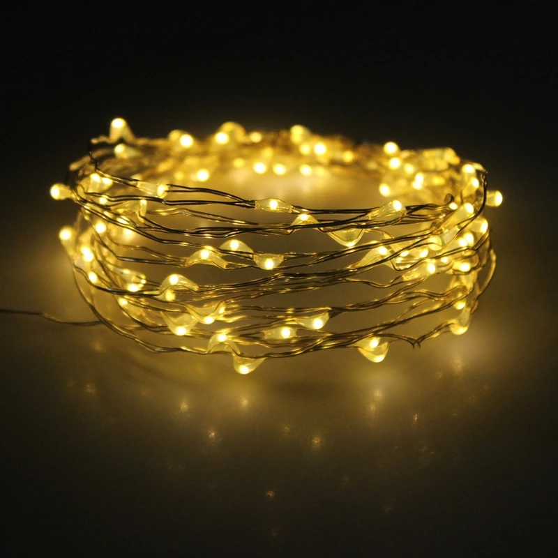 100 led Солнечный светодиодный светильник светодиодная медная проволока 10 м