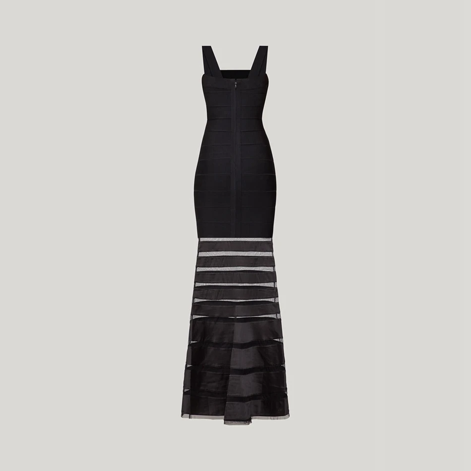 Бандажное летнее женское платье Русалка Bodycon Vestidos Черное макси вискозное Бандажное платье Новое поступление спагетти ремень вечернее платье