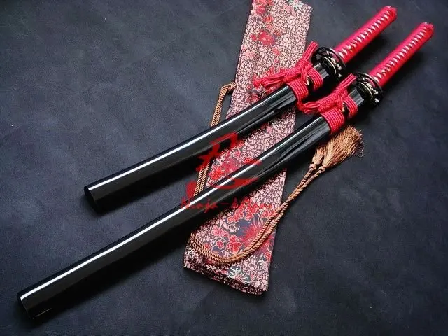 Обкладка глиной изогнутая сталь Катана/wakizashi обезьяна меч с цубой заточенное