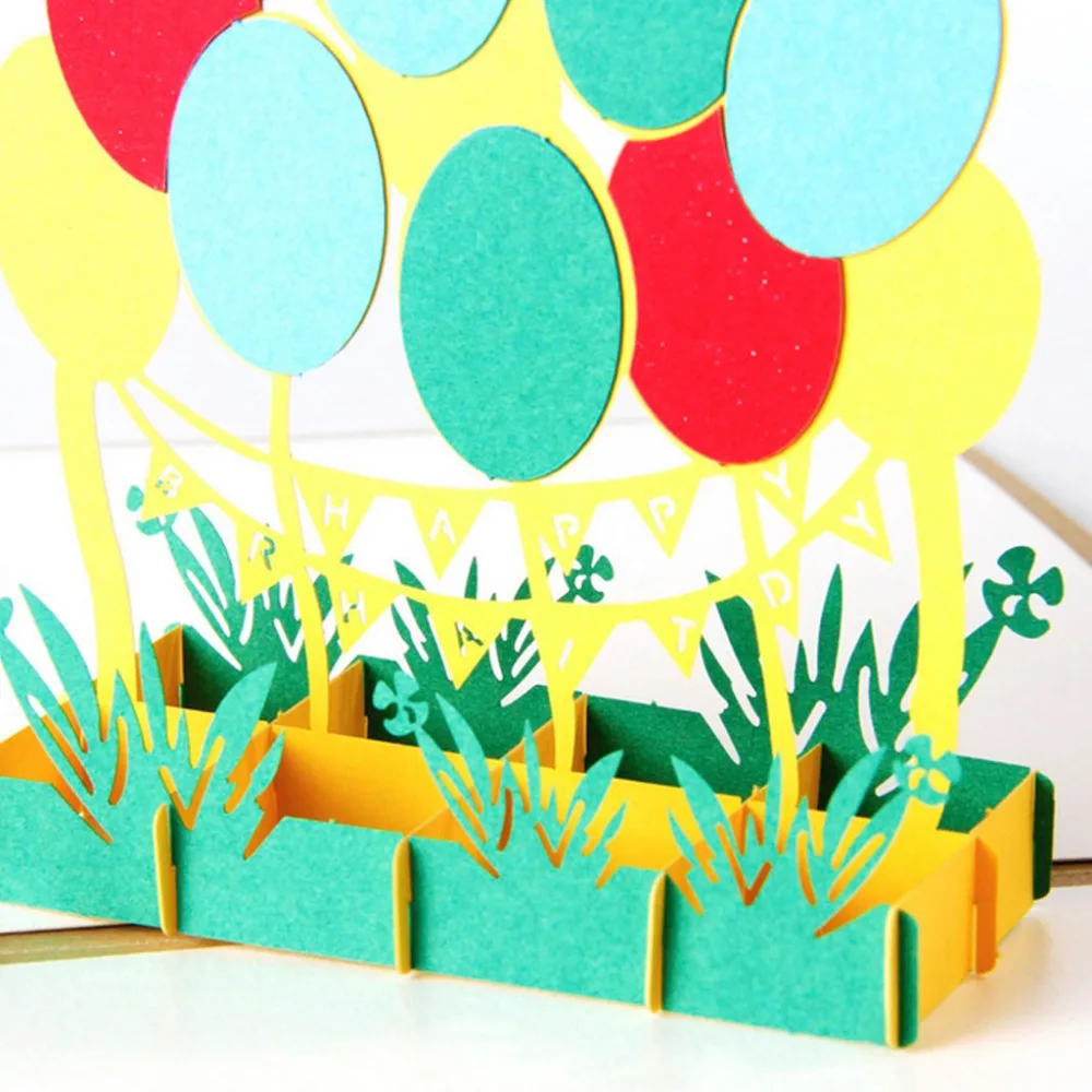 3D всплывающие Красочные воздушные шары поздравительная открытка Рождество День