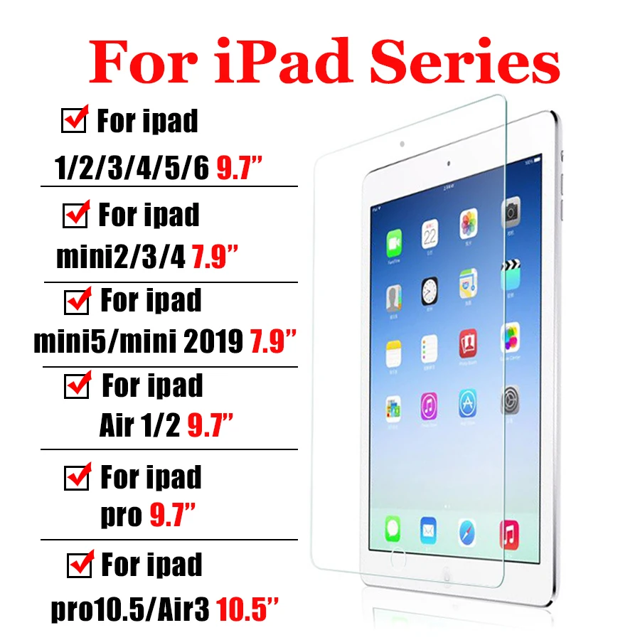 Для Apple ipad 9,7 закаленное стекло для ipad 10,5 5th 6th Pro защитная пленка Air 1 2 Mini 3 4 защитная на пленке glas