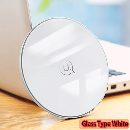 Glass Type White USAMS Qi Беспроводное зарядное устройство для iPhone X/XS Max XR 8 8 Plus 10 Вт 5V2A стекло быстрая Беспроводная зарядка для samsung S8 S9/S9+ Note 9 8 - Тип штекера: Glass Type White