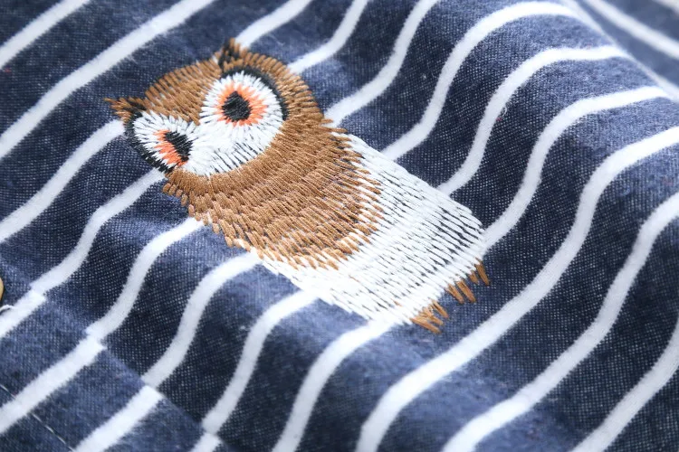 2019 Демисезонный Для женщин Сова платье с вышивкой Повседневное полосатый Trun