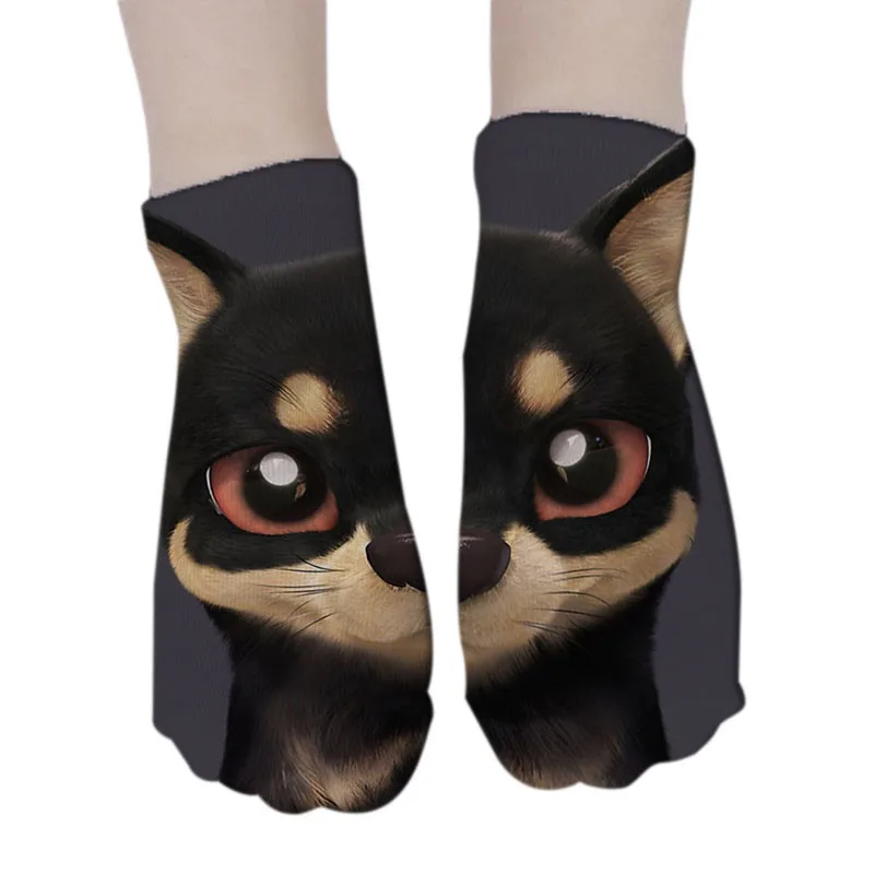 Модные милые носки с мультяшными 3D собаками и животными женские теплые хлопковые