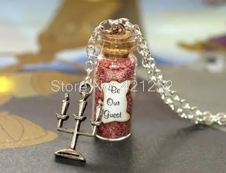 12 шт. Красавица и чудовище волшебное ожерелье в виде стеклянной бутылки со