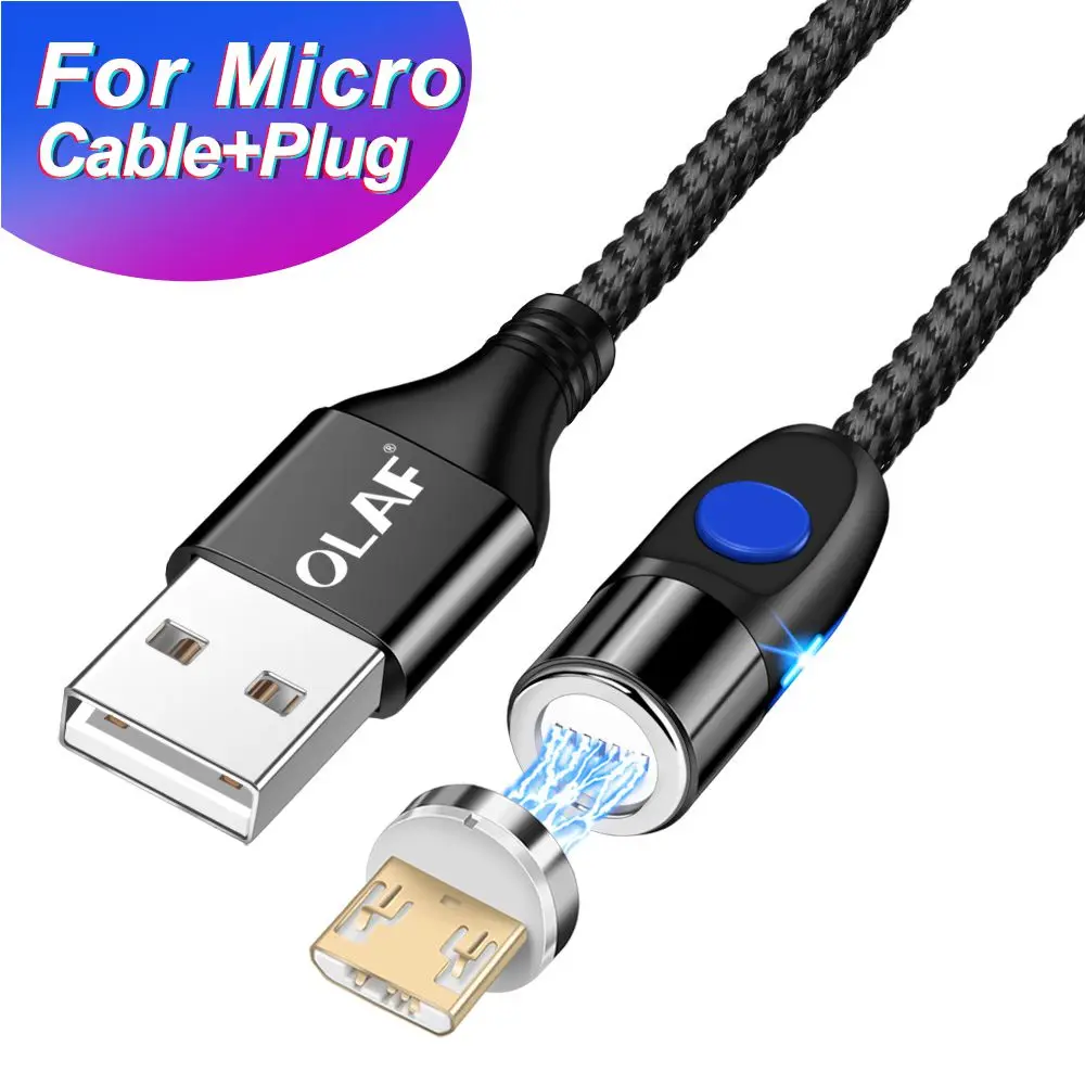 Black Micro usb Магнитный кабель 3A для быстрой зарядки iPhone samsung, usb-кабель Micro USB type-C, магнитный кабель для передачи данных и быстрой зарядки 3,0 - Цвет: Black Micro usb