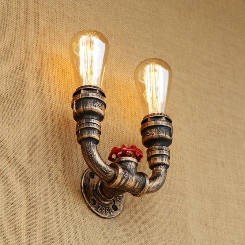 Европейская винтажная промышленная настенная лампа 2 светильника с железной