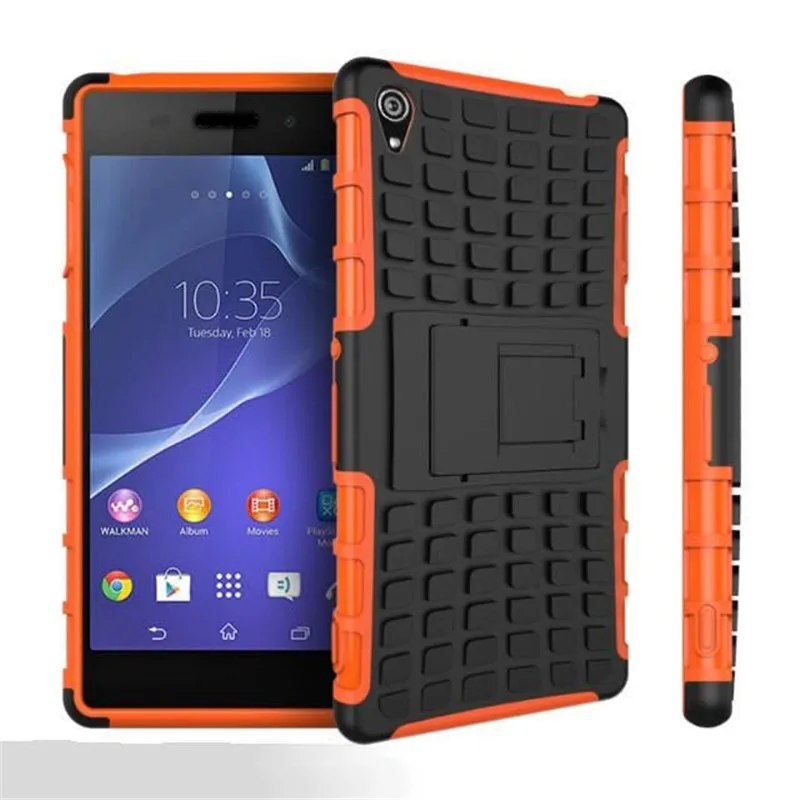 For Sony Xperia Z2 Z3 compact Z4 Z5 Premium Case Rugged Rubber Armor PC+TPU With Stand Function |