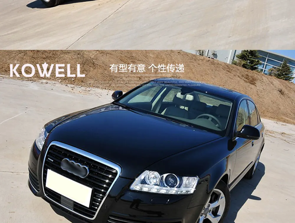 KOWELL автомобильный Стайлинг для Audi A6 C5 фары 2005-2012 A6 светодиодный фары DRL Объектив двойной луч HID комплект ксеноновые би ксеноновые линзы