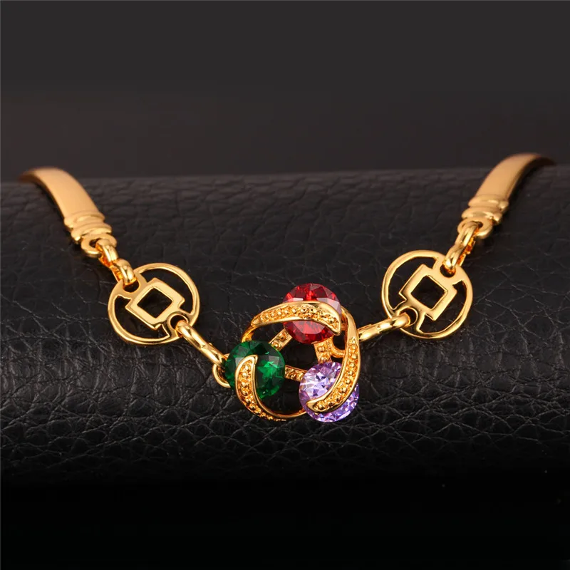 U7 Циркон Браслет Для Женщин Подарок Позолоченные Ювелирные Изделия Цепи С