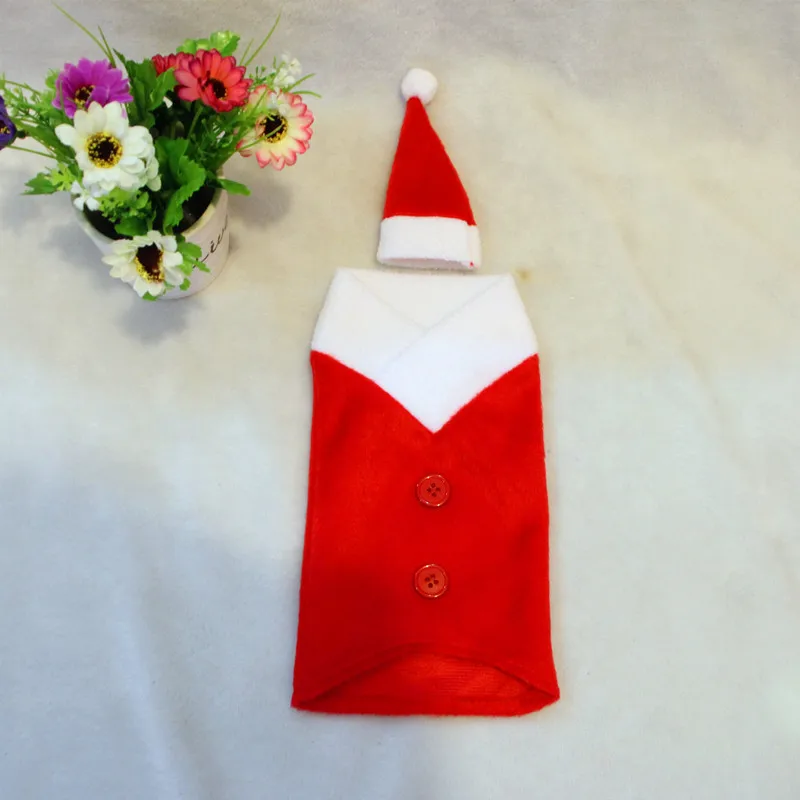 2016 1PC Red Wine Bottle Ornament New Cute Christmas Gift Party Supplies Dinner Table Decoration Clothes With Hats |