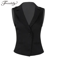 fashion womens slim fit suit vest v neck single button sleeveless formal blazer west jackets office lady waistcoat dressy vest