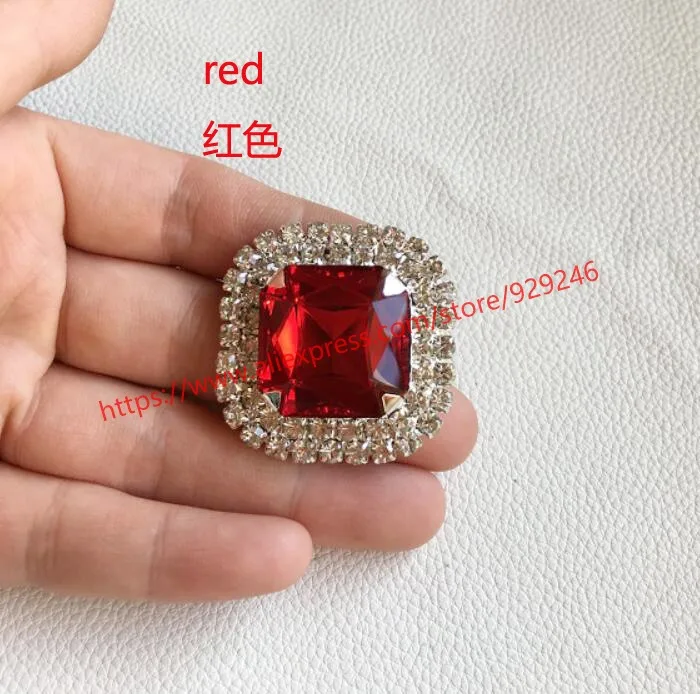 1 шт./лот 38 мм квадратный красный каменные аппликация фиолетовые стразы ab crystal