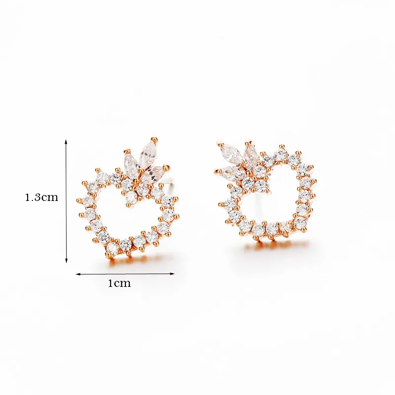 MIGGA Delicate Princess Crown кубический циркон гвоздики золотые, розовые серьги цвета серьги-сердечки с кристаллами подарок