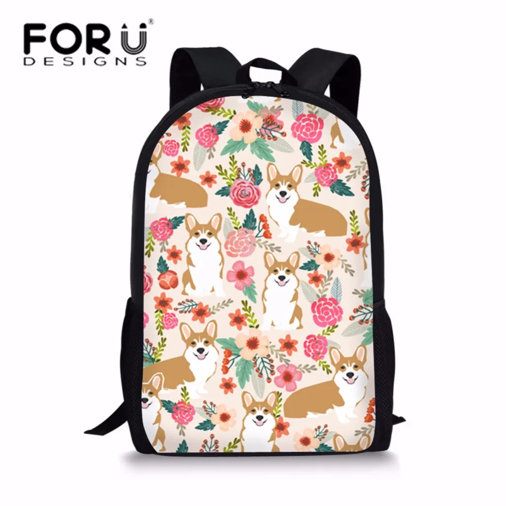 FORUDESIGNS/школьные сумки для детей девочек корги печать наплечный рюкзак большая