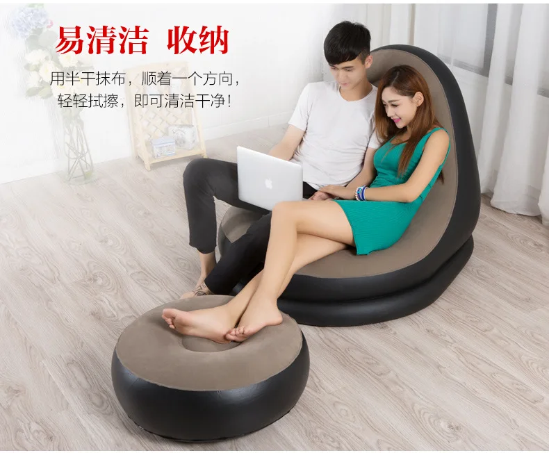Lazy sofa single noon nap inflatablel bed bedroom creative casual dormmitory lazy chair with footrest functional beanbag | Мебель