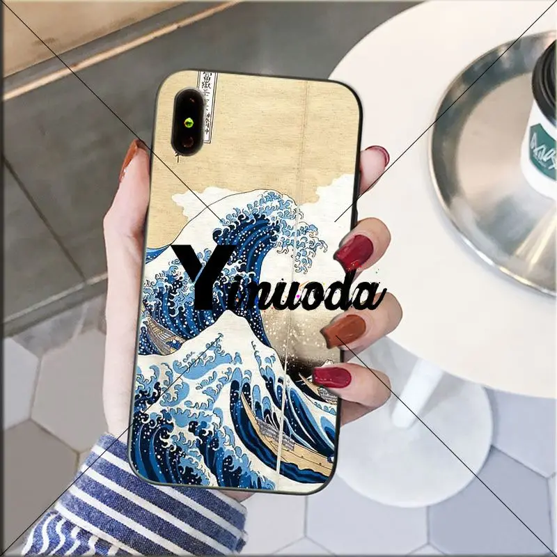 Yinuoda Wave Art Japanes Мягкий силиконовый чехол для телефона из ТПУ Apple iPhone 8 7 6 6S Plus X XS MAX 5 5S