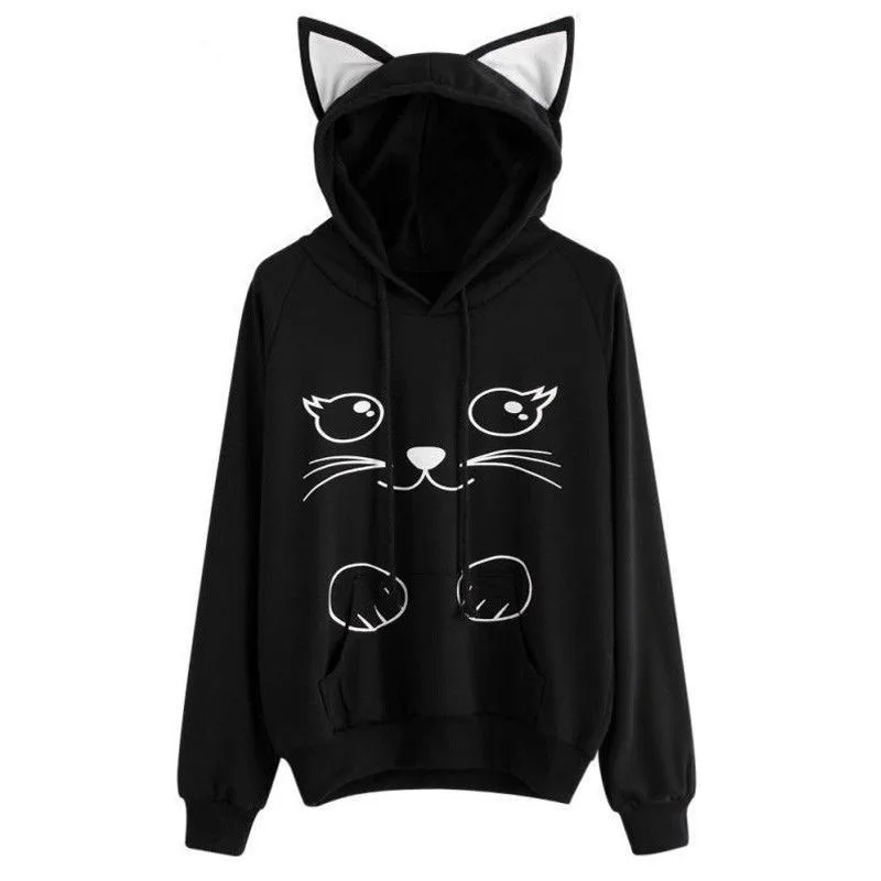 

Women Long Sleeve Hoodie Sweatshirt Cartoon Printed Hooded Jumper Hoodies Coat Lady Loose Casual Fleece Pullover Tops Sweatshirt