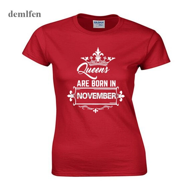 Новинка Женская хлопковая Футболка с круглым вырезом топы надписью Queen Are Born In